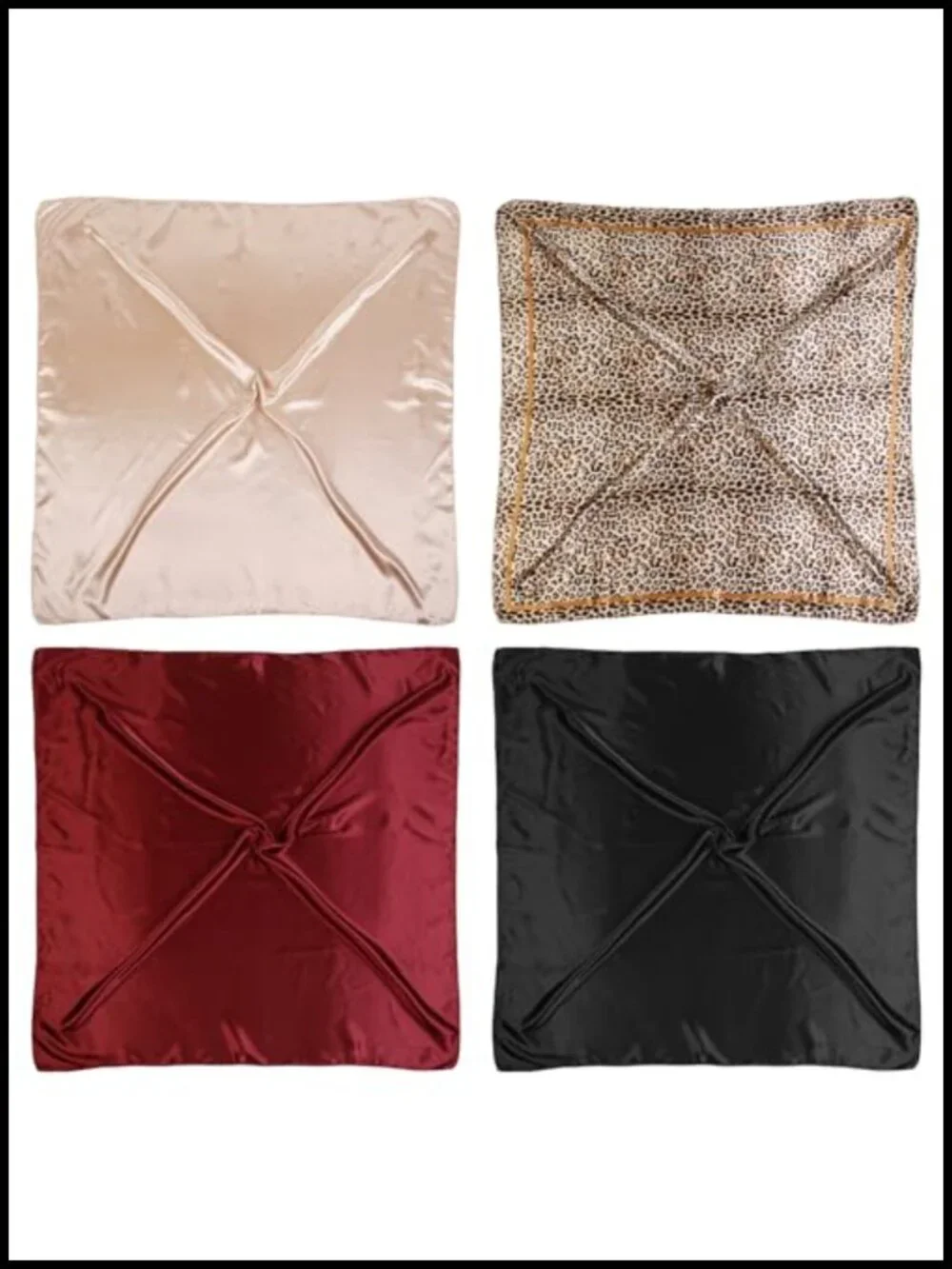 4 Pack Satin Square Head Scarf Silk Like Neck Scarf for Women Hair Wraps